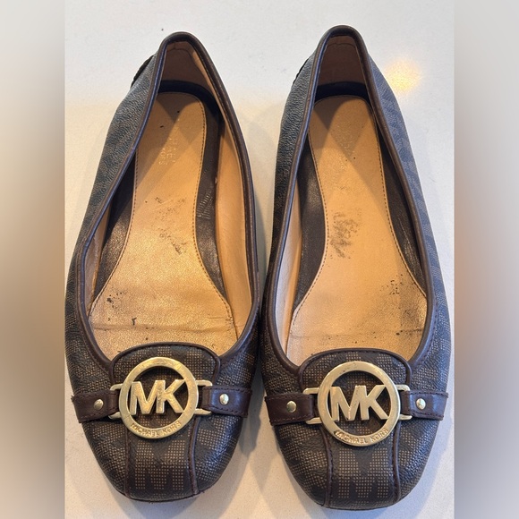 Michael Kors Fulton Brown Leather MK Logo Ballet Flats Shoes Women’s Size US 8 - Picture 2 of 9